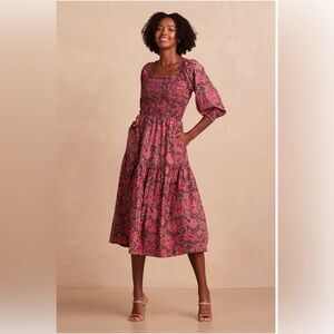 Summersalt Countryside Poplin Smocked Midi Dress - S